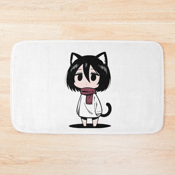 Item preview, Minimalist Chibi Cat Girl Anime Art – Cute Neko Aesthetic Black Theme Sticker designed and sold by Dyan4.