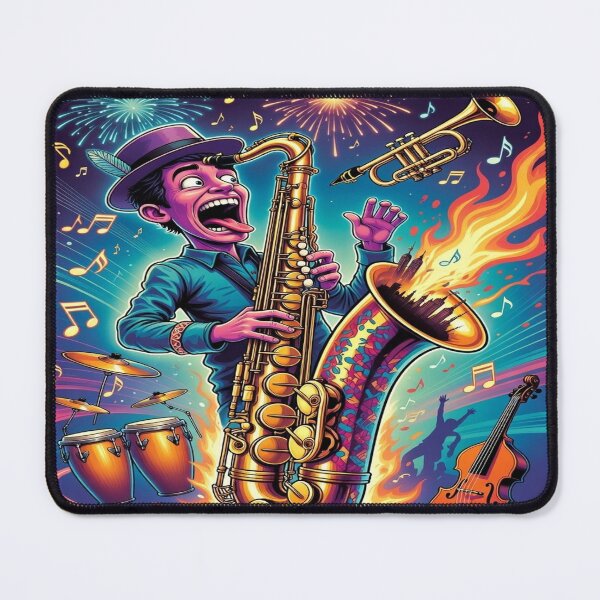 Item preview, Jazz Saxophone Player T-Shirt – Colorful Funky Musician Graphic Tee, Trumpet & Sax Art, Retro Jazz Festival Shirt designed and sold by Sushikidsntod.