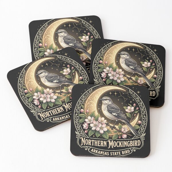 Item preview, Arkansas State Bird Mockingbird | Mystical Floral Moon Art designed and sold by PiotrT.