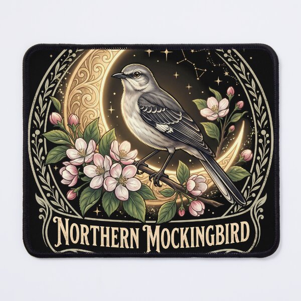 Item preview, Arkansas State Bird Mockingbird | Mystical Floral Moon Art designed and sold by PiotrT.