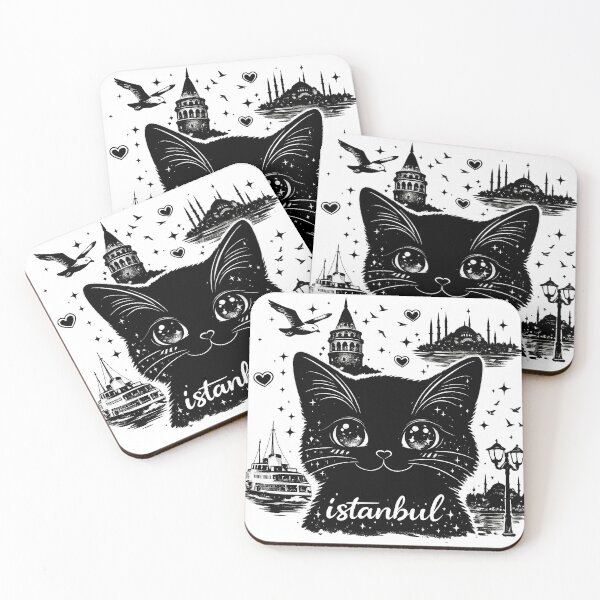 Item preview, istanbul Black Cat Silhouette – Kawaii Anime Cat with Galata & Ferry designed and sold by Pacika.