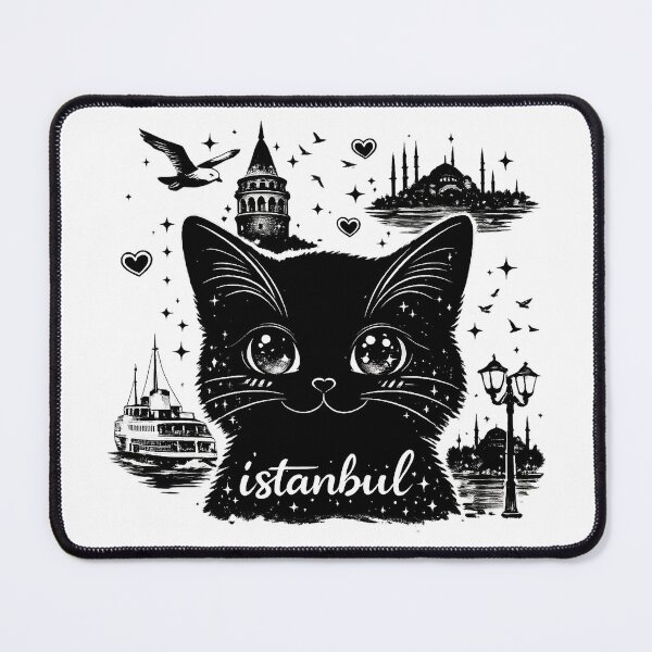 Item preview, istanbul Black Cat Silhouette – Kawaii Anime Cat with Galata & Ferry designed and sold by Pacika.