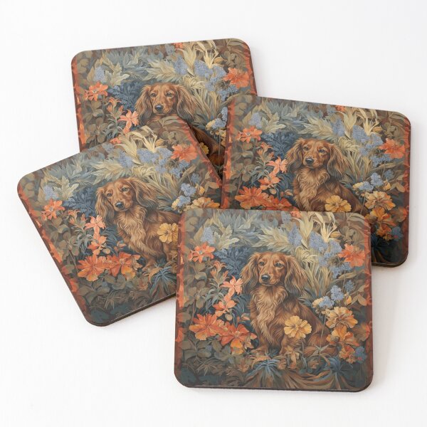 Item preview, Long Haired Dachshund Dog Arts and Crafts Floral designed and sold by AntiqueImages.