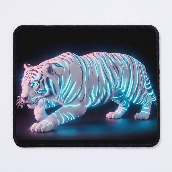 Item preview, Cybernetic White Tiger - Futuristic Wildlife Cyberpunk Art designed and sold by powersunlight.