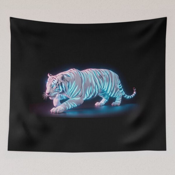 Item preview, Cybernetic White Tiger - Futuristic Wildlife Cyberpunk Art designed and sold by powersunlight.