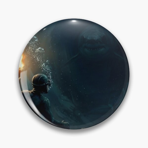 Item preview, KOREA HAENAM - Night Dive Torch Cave Shark Encounter Dark Fantasy Retro Art Print designed and sold by KOREA-HAENAM.