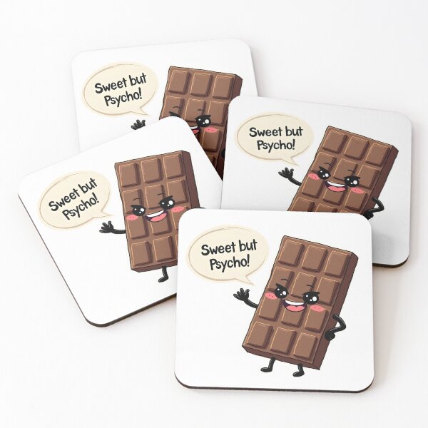 Item preview, Sweet But Psycho Funny Kawaii Chocolate Bar Pun designed and sold by LunaPixelStudio.