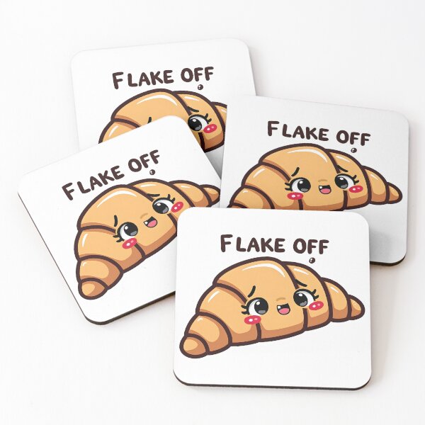Item preview, Flake Off Funny Kawaii Croissant Baking Pun designed and sold by LunaPixelStudio.