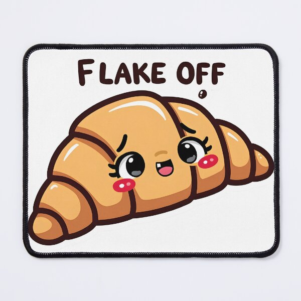 Item preview, Flake Off Funny Kawaii Croissant Baking Pun designed and sold by LunaPixelStudio.