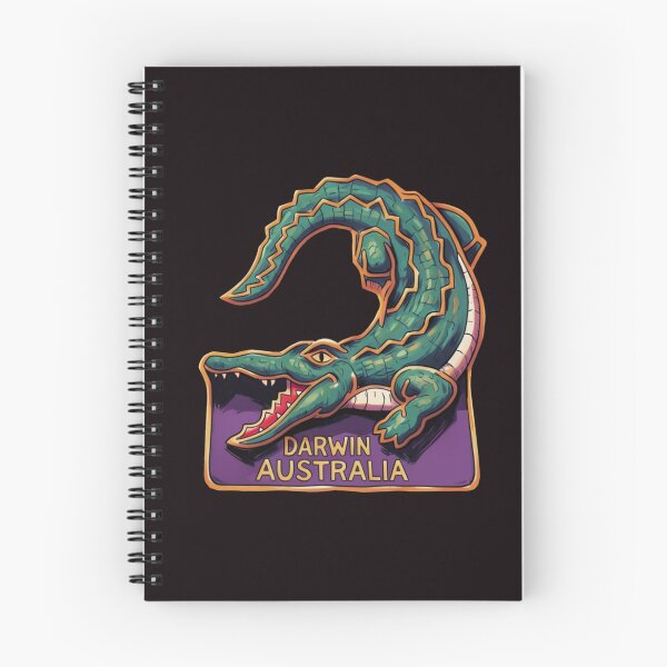 Artikelvorschau, Salzwasserkrokodil aus Darwin, Australien – Vintage-Souvenirillustration entworfen und verkauft von Corinne Alexa Jackson.