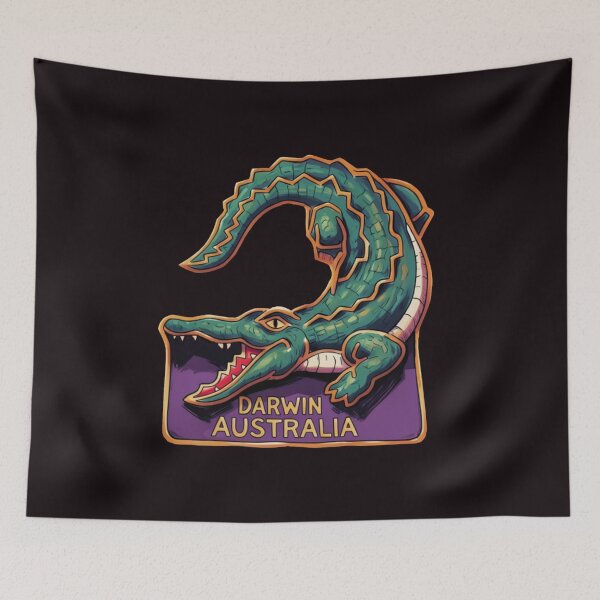 Item preview, Darwin Australia Saltwater Crocodile - vintage souvenir illustration designed and sold by Corinne Alexa Jackson.
