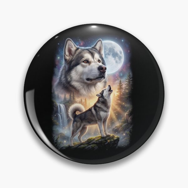 Item preview, Alaskan Malamute Howling Moon Art Dog Lover designed and sold by DoodleTortle.