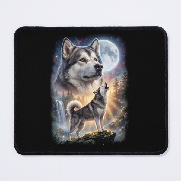 Item preview, Alaskan Malamute Howling Moon Art Dog Lover designed and sold by DoodleTortle.
