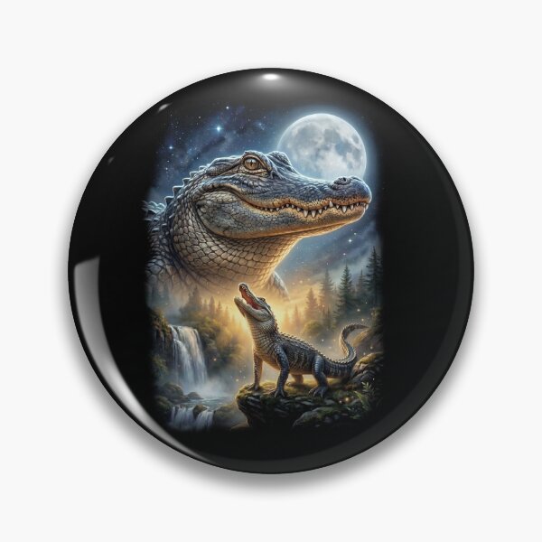Item preview, Alligator Howling Moon Art Animal Lover designed and sold by DoodleTortle.