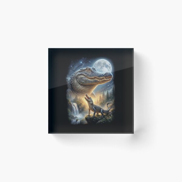 Item preview, Alligator Howling Moon Art Animal Lover designed and sold by DoodleTortle.