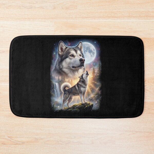 Item preview, Alaskan Malamute Howling Moon Art Dog Lover designed and sold by DoodleTortle.