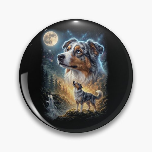 Item preview, Australian Shepherd Howling Moon Art Dog Lover designed and sold by DoodleTortle.