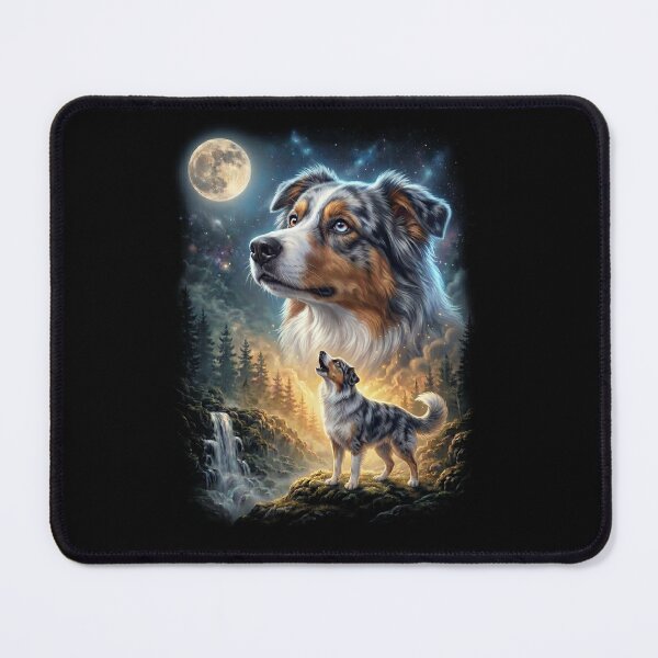 Item preview, Australian Shepherd Howling Moon Art Dog Lover designed and sold by DoodleTortle.