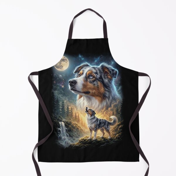 Item preview, Australian Shepherd Howling Moon Art Dog Lover designed and sold by DoodleTortle.