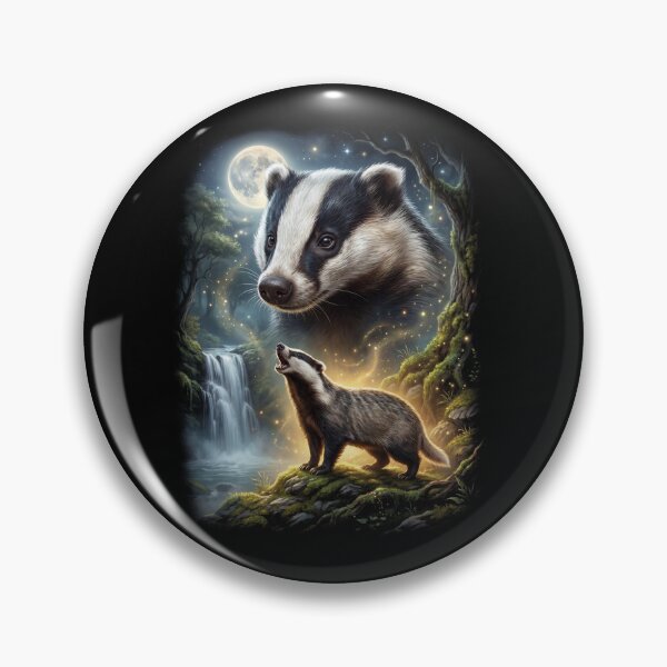 Item preview, Badger Howling Moon Art Animal Lover designed and sold by DoodleTortle.