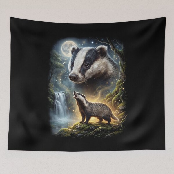 Item preview, Badger Howling Moon Art Animal Lover designed and sold by DoodleTortle.