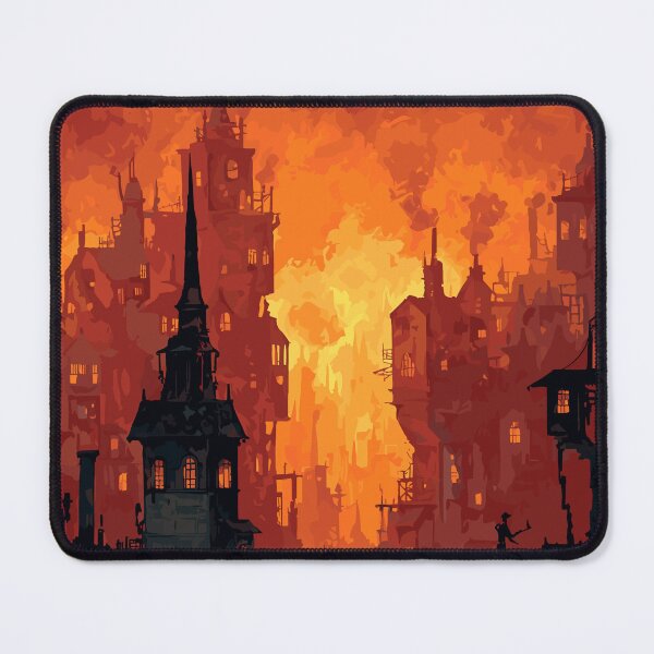 Item preview, Fiery Industrial Metropolis - Steampunk Cityscape designed and sold by bapupa.