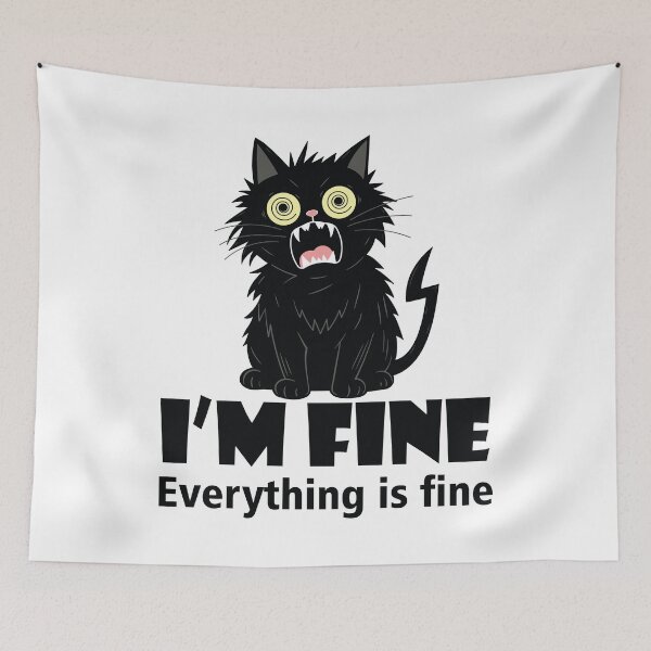 Item preview, Funny Screaming Black Cat I’m Fine designed and sold by Found Dream.