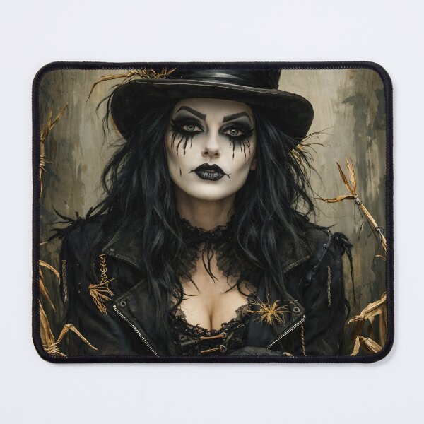 Item preview, Gothic Witch in Top Hat Dark Halloween Portrait with Skeleton Hands designed and sold by Kaleidoscope Print.
