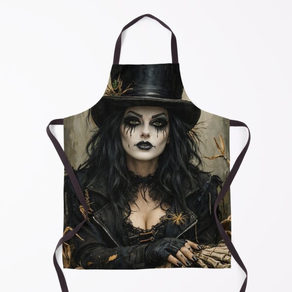 Item preview, Gothic Witch in Top Hat Dark Halloween Portrait with Skeleton Hands designed and sold by Kaleidoscope Print.