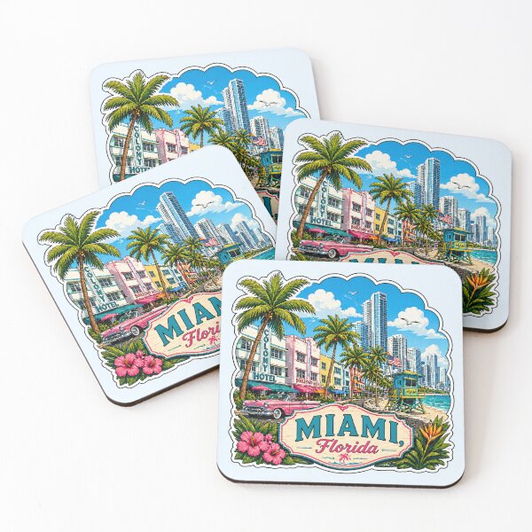 Item preview, Miami, Florida - Tropical Art Deco Coastal Design designed and sold by Myra365Art.