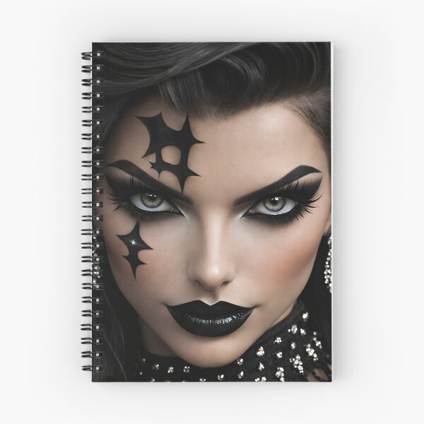Item preview, Glam Gothic Beauty Portrait with Black Lips and Dramatic Dark Makeup designed and sold by Kaleidoscope Print.