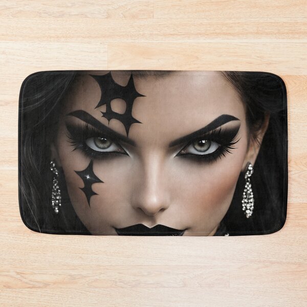 Item preview, Glam Gothic Beauty Portrait with Black Lips and Dramatic Dark Makeup designed and sold by Kaleidoscope Print.