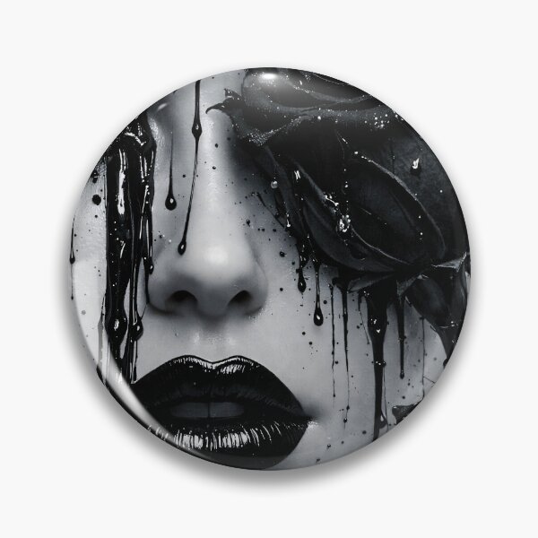 Item preview, Black Rose Gothic Portrait with Dripping Ink and Dark Glam Makeup designed and sold by Kaleidoscope Print.