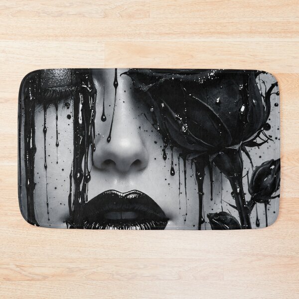 Item preview, Black Rose Gothic Portrait with Dripping Ink and Dark Glam Makeup designed and sold by Kaleidoscope Print.