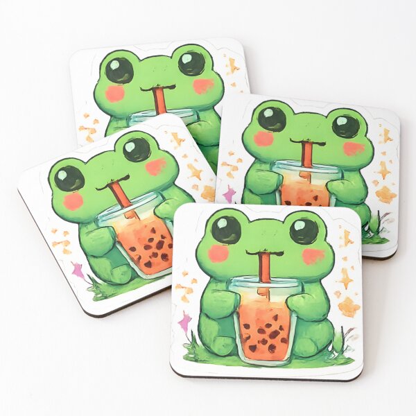 Item preview, Cute Frog Drinking Bubble Tea designed and sold by Alphaxkeeper.