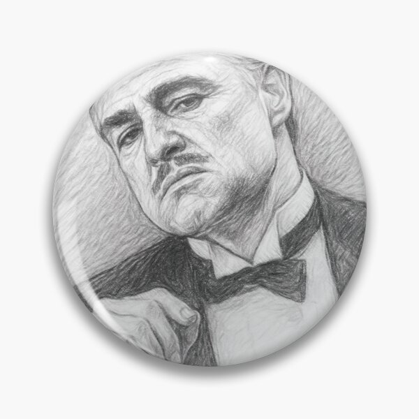 Item preview, Iconic Crime Boss Portrait – Black and White Pencil Sketch Artwork, Classic Mafia Film Inspired Wall Art, Vintage Cinematic Character Illustration designed and sold by Leon Woods Pencil Art.