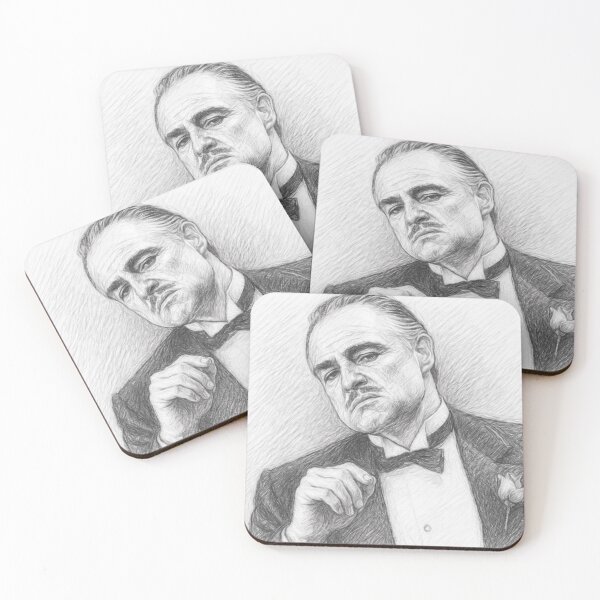 Item preview, Iconic Crime Boss Portrait – Black and White Pencil Sketch Artwork, Classic Mafia Film Inspired Wall Art, Vintage Cinematic Character Illustration designed and sold by Leon Woods Pencil Art.