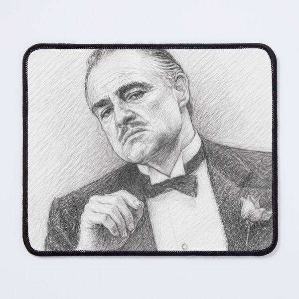 Item preview, Iconic Crime Boss Portrait – Black and White Pencil Sketch Artwork, Classic Mafia Film Inspired Wall Art, Vintage Cinematic Character Illustration designed and sold by Leon Woods Pencil Art.