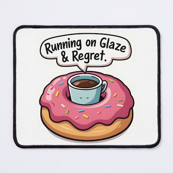 Item preview, Running On Glaze And Regret Funny Kawaii Donut Coffee Pun designed and sold by LunaPixelStudio.