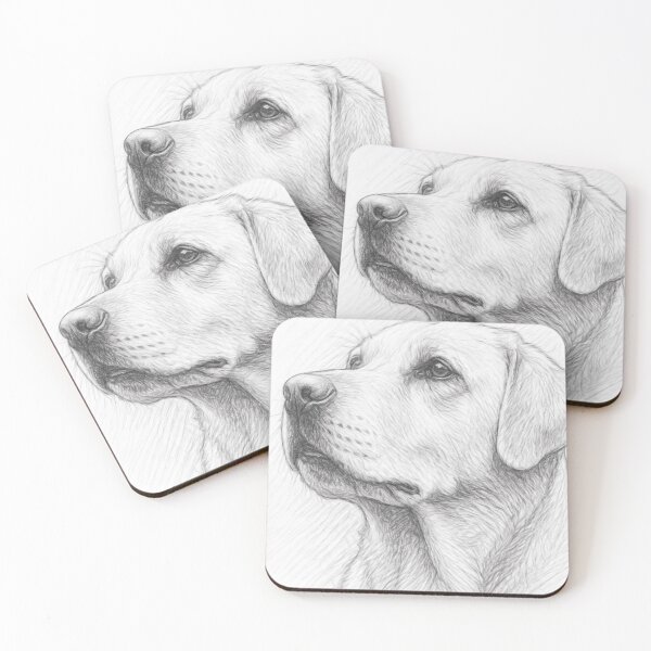 Item preview, Labrador Retriever Pencil Sketch – Black and White Dog Portrait, Detailed Pet Illustration, Classic Canine Wall Art Print designed and sold by Leon Woods Pencil Art.