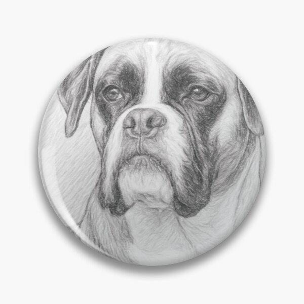 Item preview, Boxer Dog Pencil Sketch – Black and White Portrait, Detailed Canine Illustration, Loyal Pet Wall Art Print designed and sold by Leon Woods Pencil Art.
