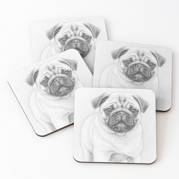 Item preview, Pug Dog Pencil Sketch – Black and White Portrait, Cute Canine Illustration, Detailed Pet Artwork, Adorable Dog Wall Art Print designed and sold by Leon Woods Pencil Art.