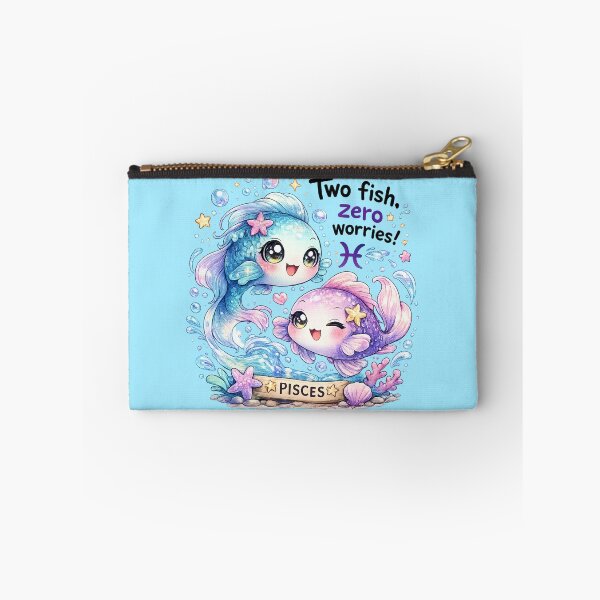 Item preview, Funny Cute Pisces Two Fish Big Eyes Kawaii Zodiac Cartoon Zero Worries designed and sold by StickyDelights.