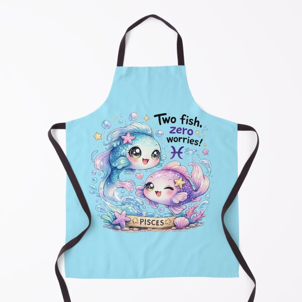 Item preview, Funny Cute Pisces Two Fish Big Eyes Kawaii Zodiac Cartoon Zero Worries designed and sold by StickyDelights.