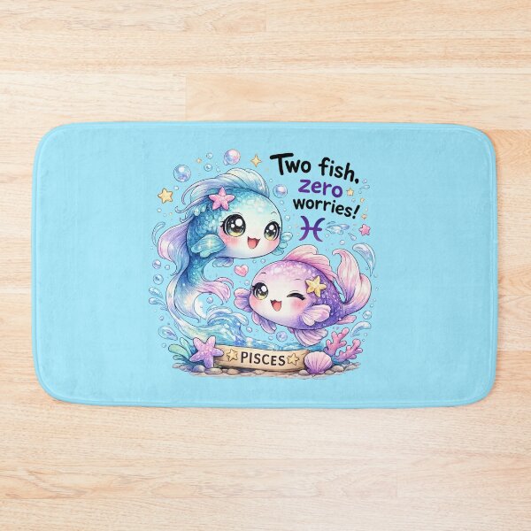 Item preview, Funny Cute Pisces Two Fish Big Eyes Kawaii Zodiac Cartoon Zero Worries designed and sold by StickyDelights.