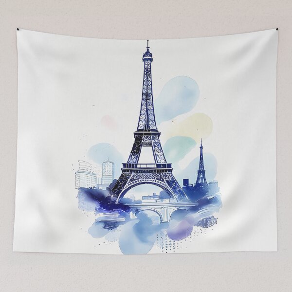 Item preview, Paris Eiffel Tower Watercolor Skyline Art designed and sold by Ekracreatives.