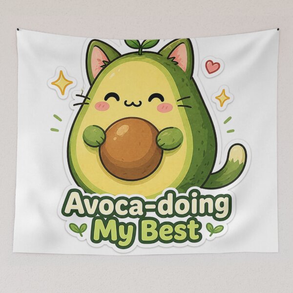 Item preview, Avoca-doing My Best Cat Sticker – Funny Avocado Pun Design designed and sold by InkWanderStudio.