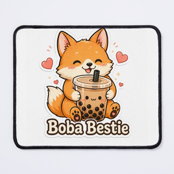 Item preview, Boba Bestie Fox Sticker – Cute Bubble Tea Lover Aesthetic designed and sold by InkWanderStudio.
