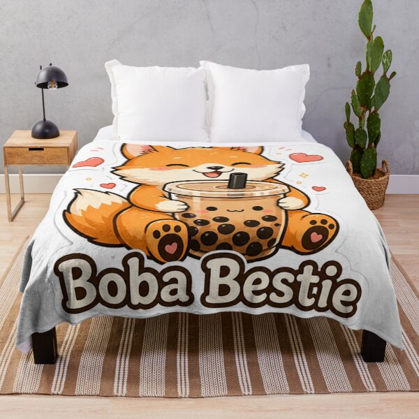 Item preview, Boba Bestie Fox Sticker – Cute Bubble Tea Lover Aesthetic designed and sold by InkWanderStudio.