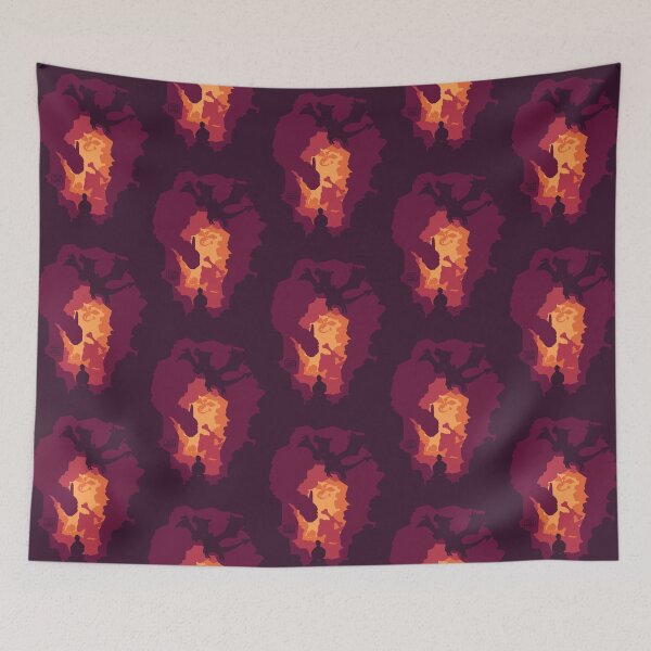 Item preview, Fiery Red Rocky Cave Silhouette Monsters designed and sold by SketchesWSara.